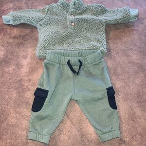 Carter's Green Sherpa‎ Shirt and Wonder Nation  Matching Sweatpants Set